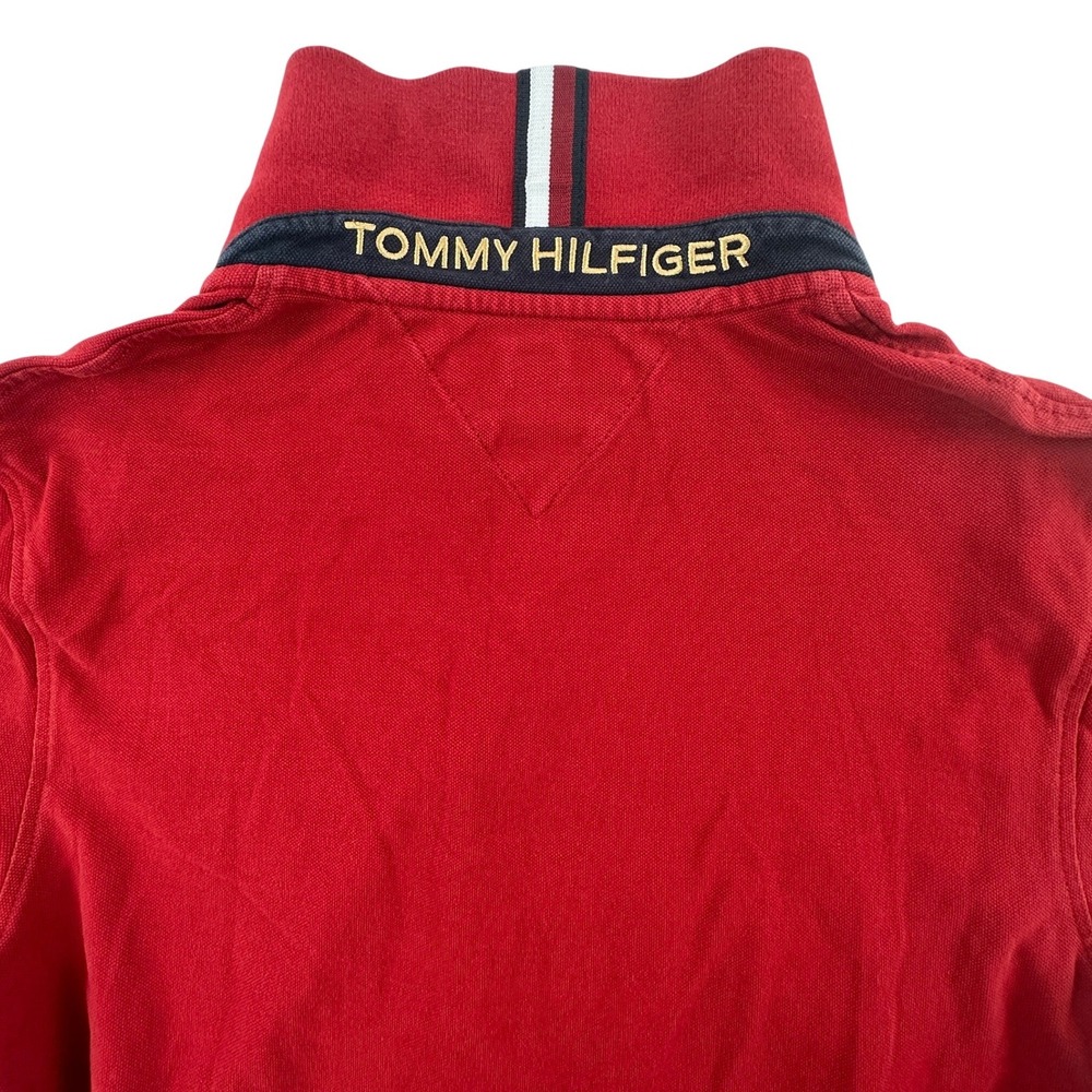 Tommy Hilfiger Men L Polo Shirt Adult Red Slim Fit Embroidered Crest‎ Logo Large - Picture 5 of 13